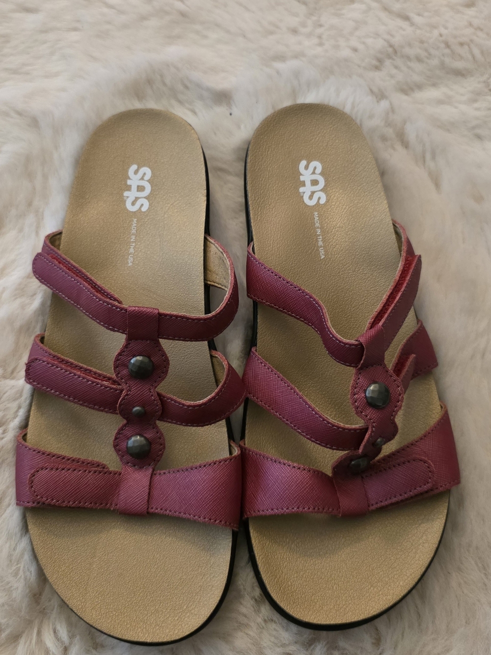 SAS Women's Pink Three-Strap Comfort Sandals